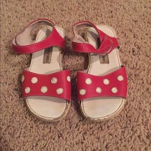 Red white puddle jumper shoes
